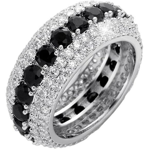 ⭐ 10MM Iced Out Men's Ring - 14K Gold Plated Cubic Zirconia Bling New